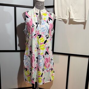 Tommy Bahama Sleeveless Floral Golf Dress in Pink, Blue & Lime